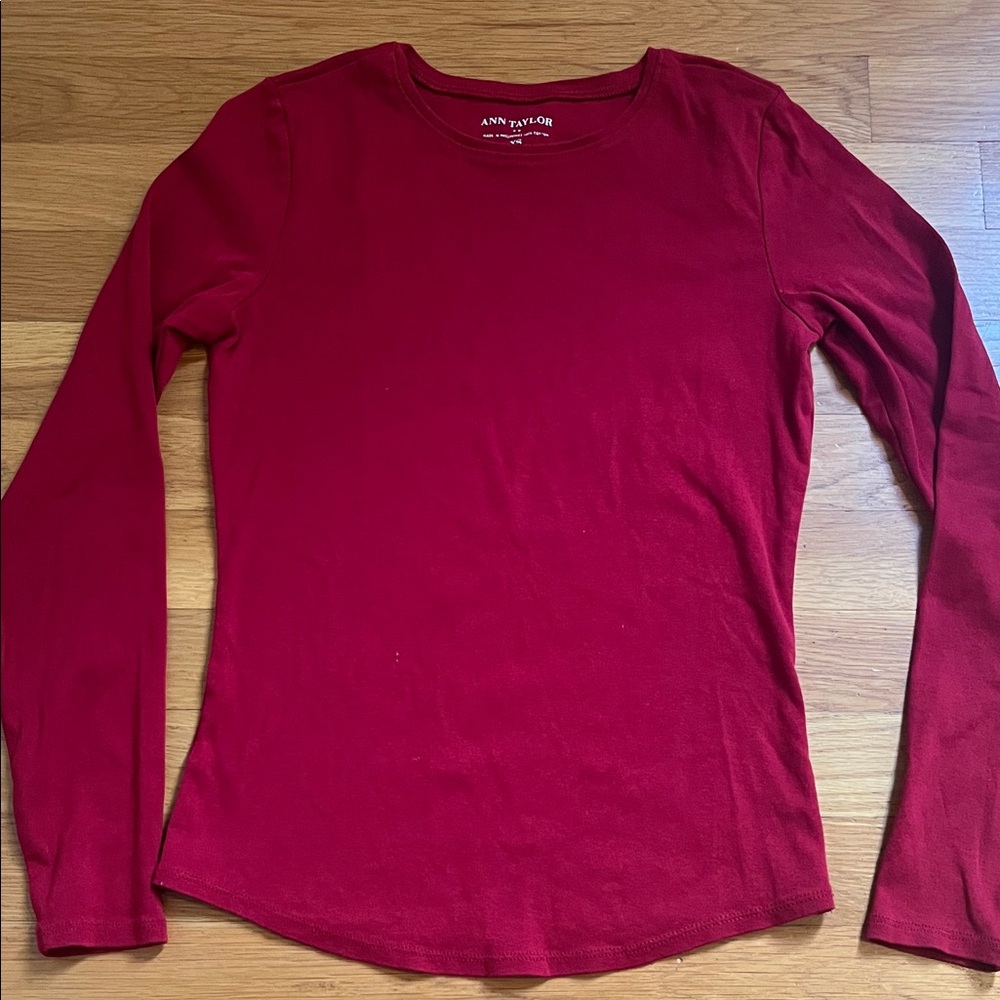 Ann Taylor Rich Red Long Sleeve Tee